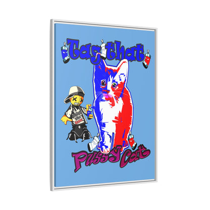 tag that - framed canvas art (light blue)