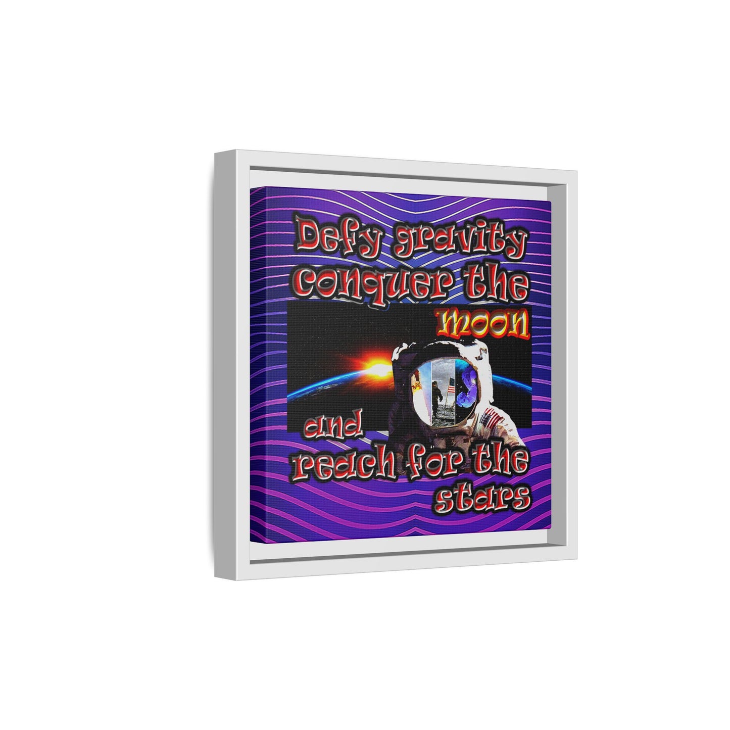 defy conquer reach - framed canvas art (purple wave)