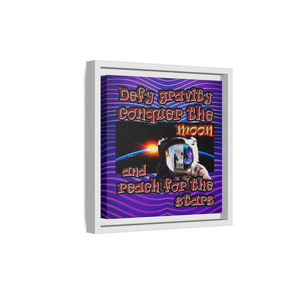 defy conquer reach - framed canvas art (purple wave)