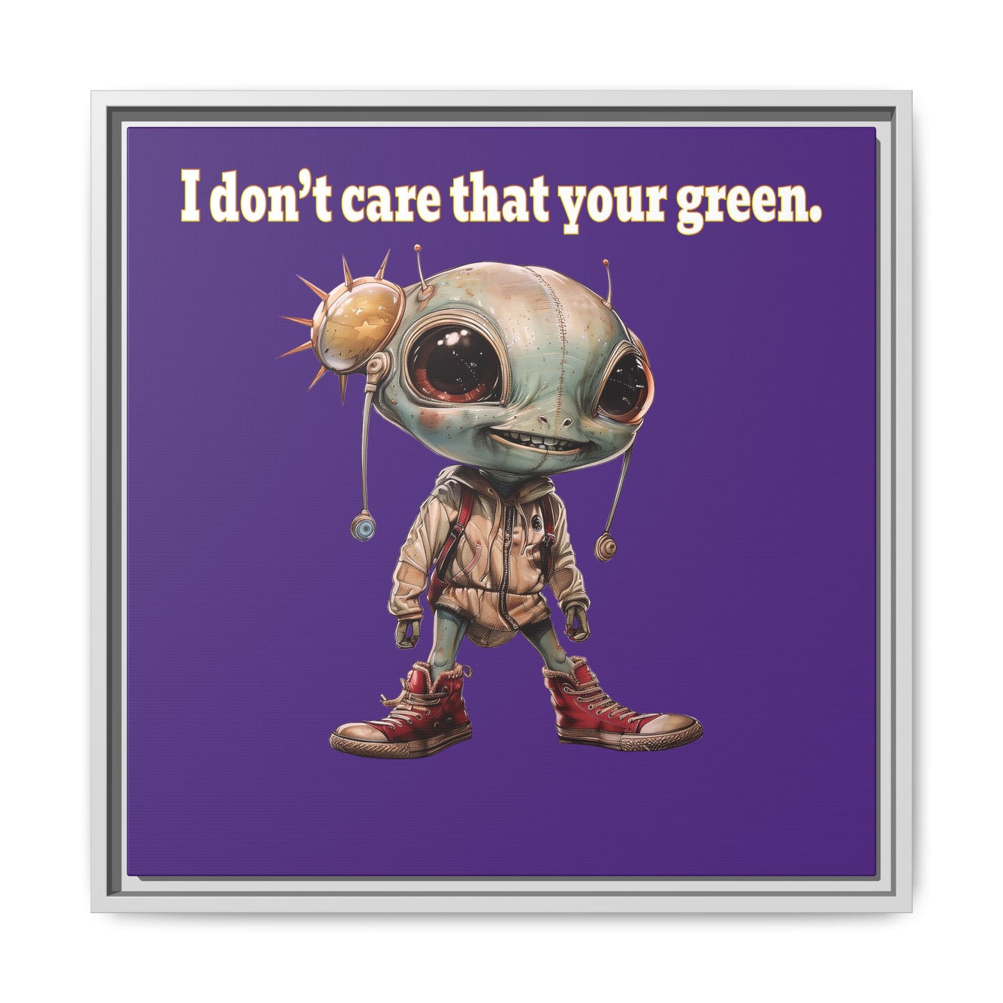 I don't care that your green - framed canvas art (purple)
