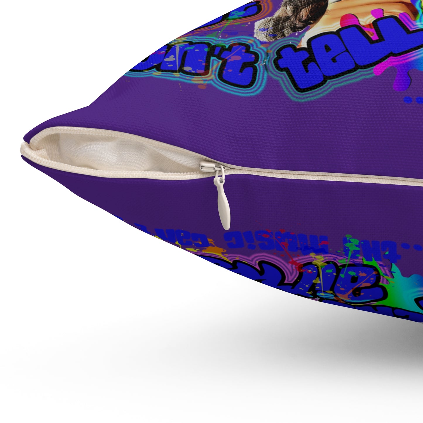 drop the beat - Spun Polyester Square Pillow - (purple)