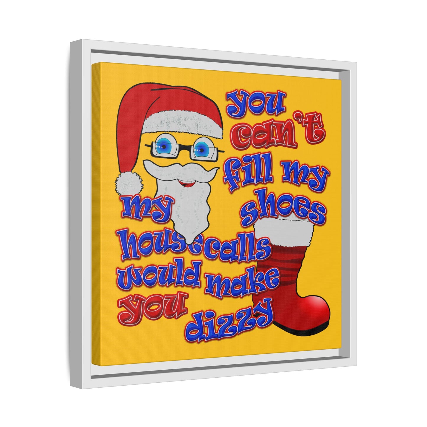 santa's shoes - framed canvas art (yellow)