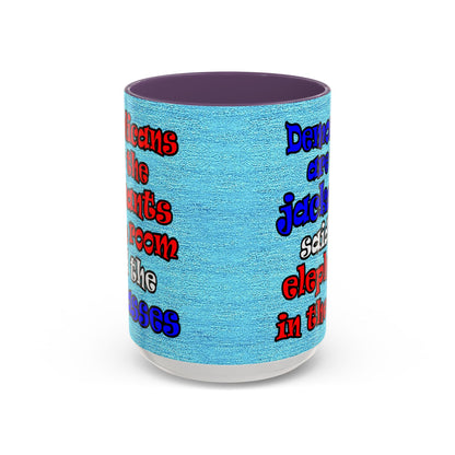 donkeys and elephants - Accent Mug (faded blue)