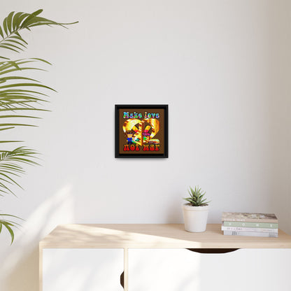 love peace - framed canvas art (brown)