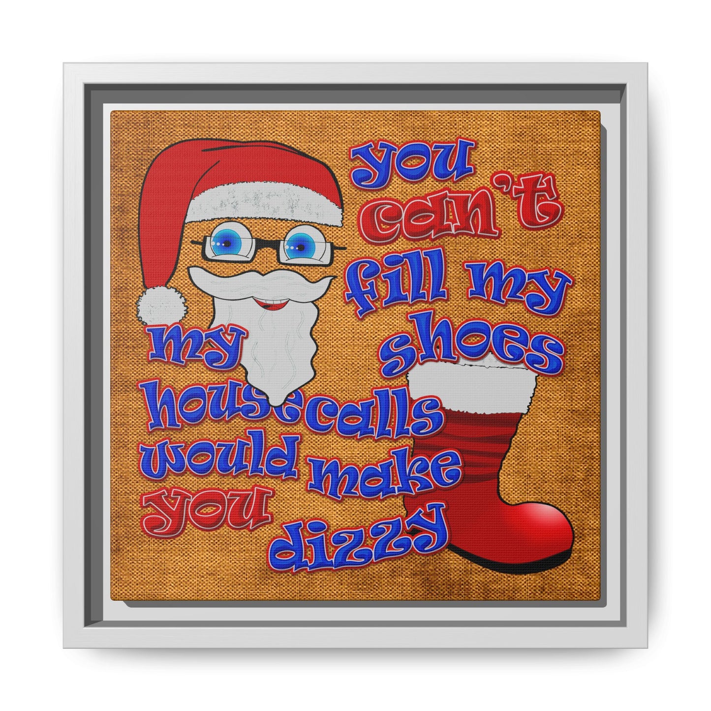 santa's shoes - framed canvas art (brown papyrus)