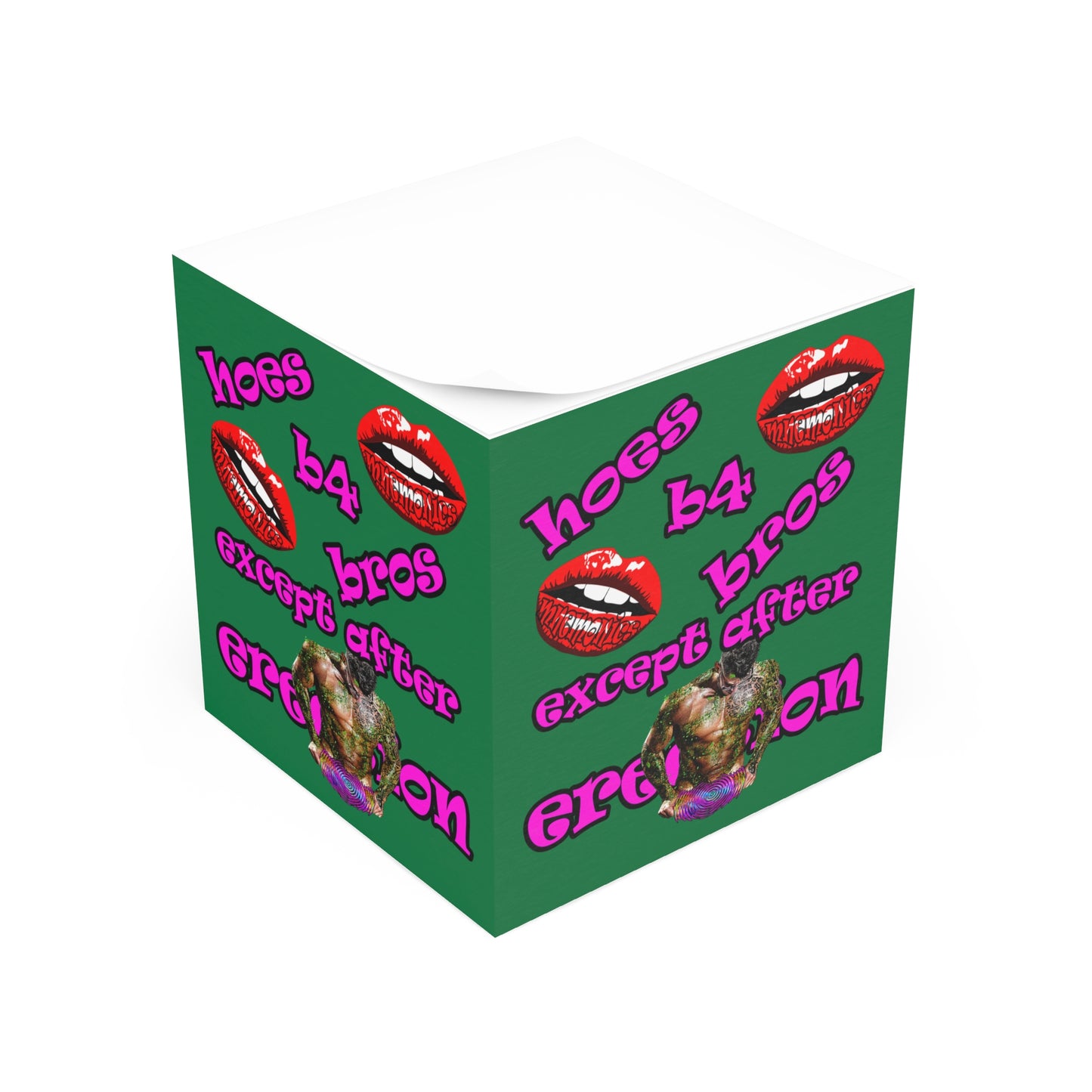 hoes b4 bros - note cube (dark green)