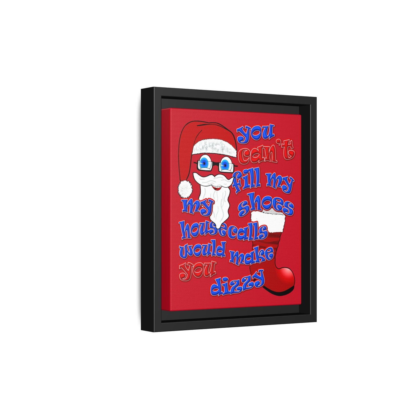 santa's shoes - framed canvas art (dark red)
