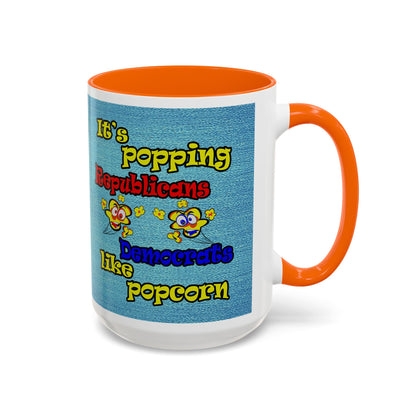 popping like popcorn - Accent Mug (faded dark blue)