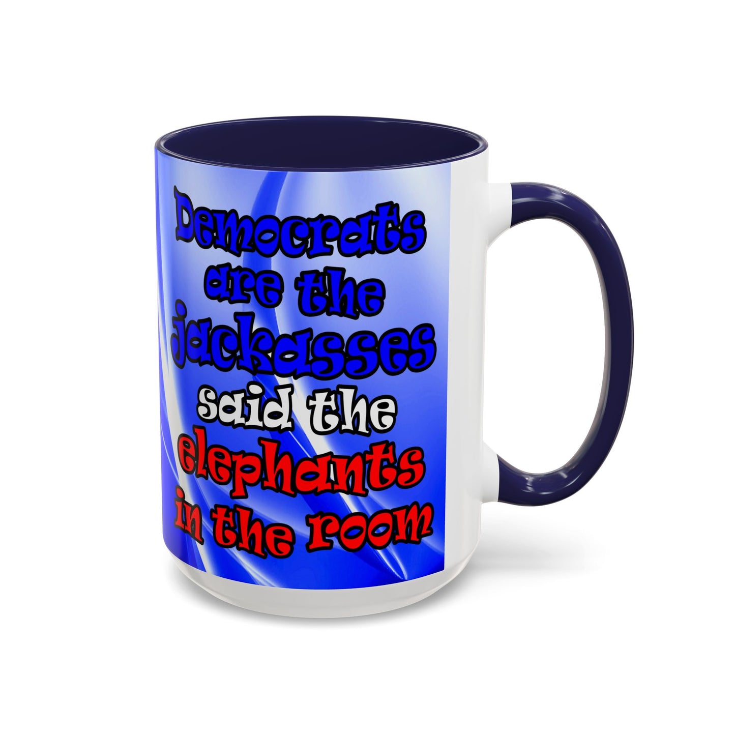 donkeys and elephants - Accent Mug (blue-white wave)
