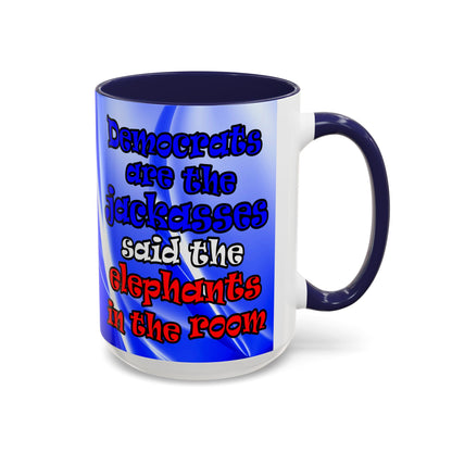 donkeys and elephants - Accent Mug (blue-white wave)