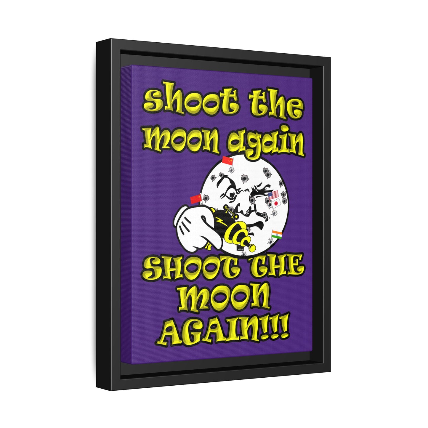 shoot the moon again - framed canvas art (purple)