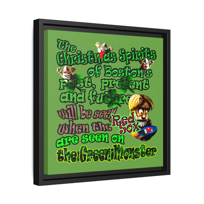 christmas spirits of boston - framed canvas art (green)