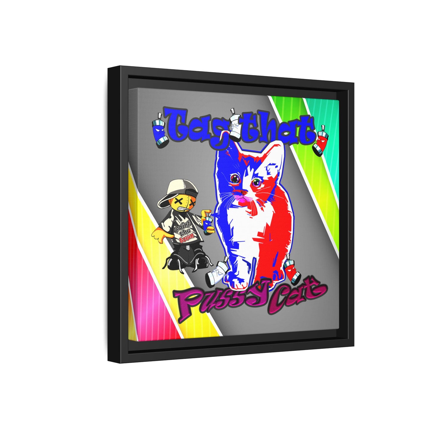 tag that - framed canvas art (rainbow split)