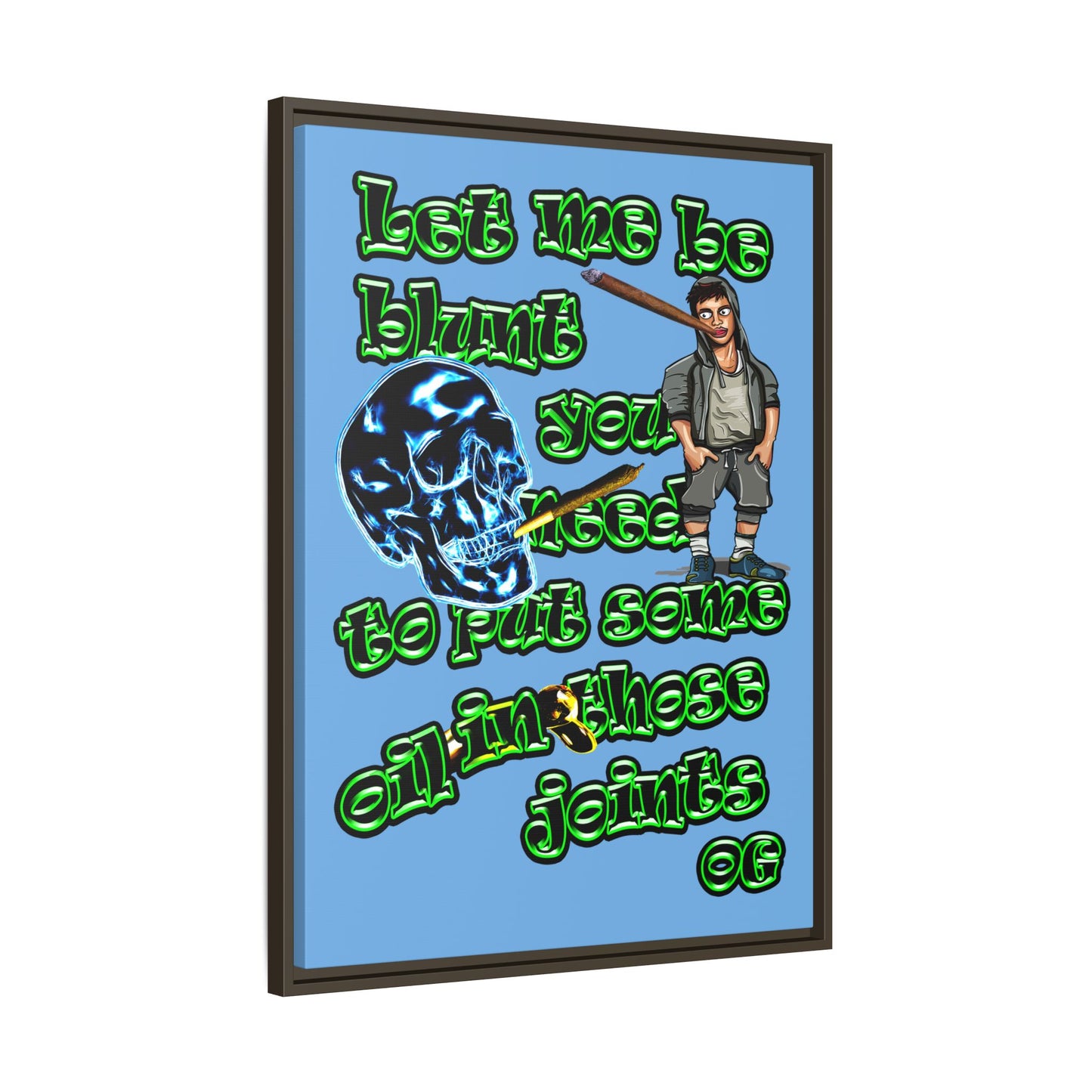 og - framed canvas art (light blue)