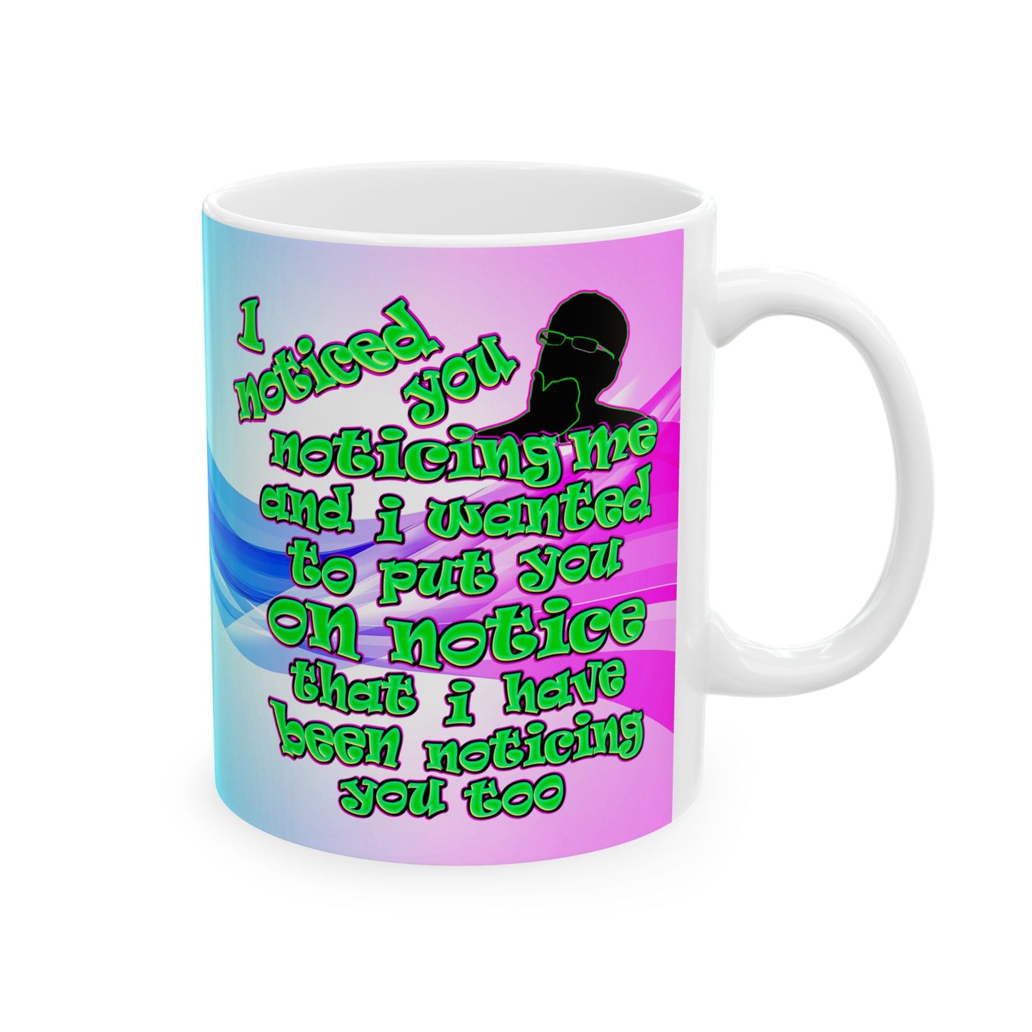 noticed you noticing - White Mug (light blue-pink wave)