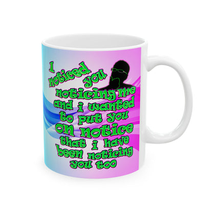 noticed you noticing - White Mug (light blue-pink wave)