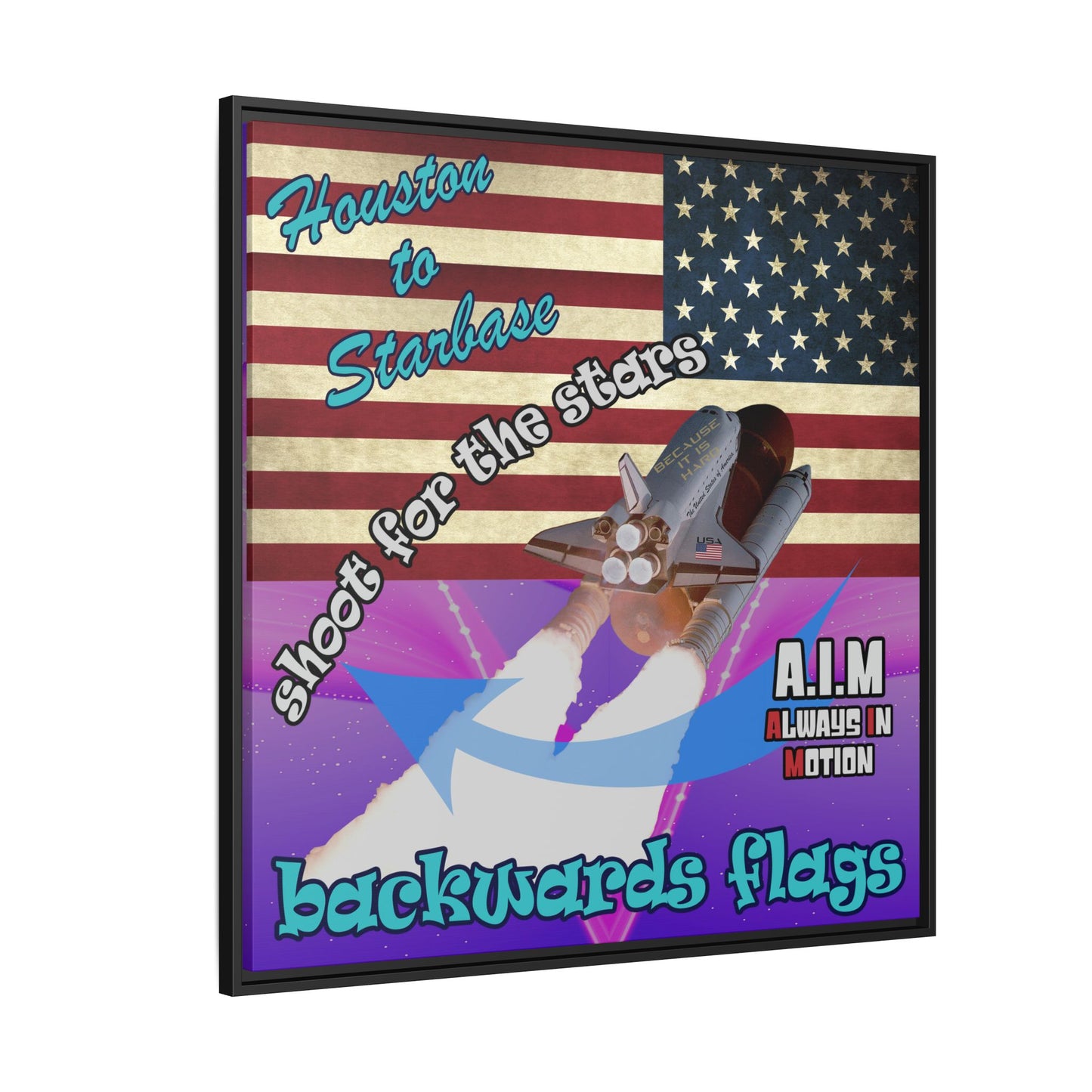 shoot for the stars - framed canvas art (purple-pink wave)
