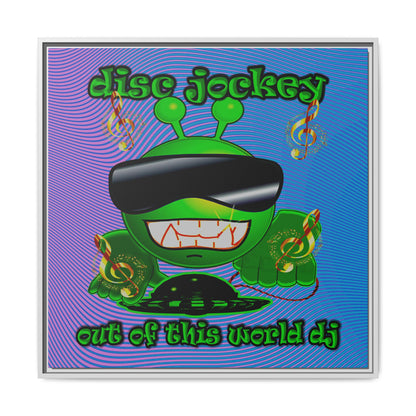 disc jockey - framed canvas art (light blue-purple wave)