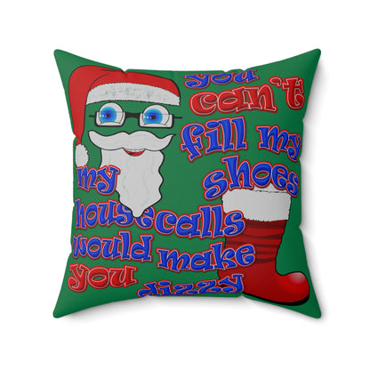 santa's shoes - Spun Polyester Square Pillow - (dark green)