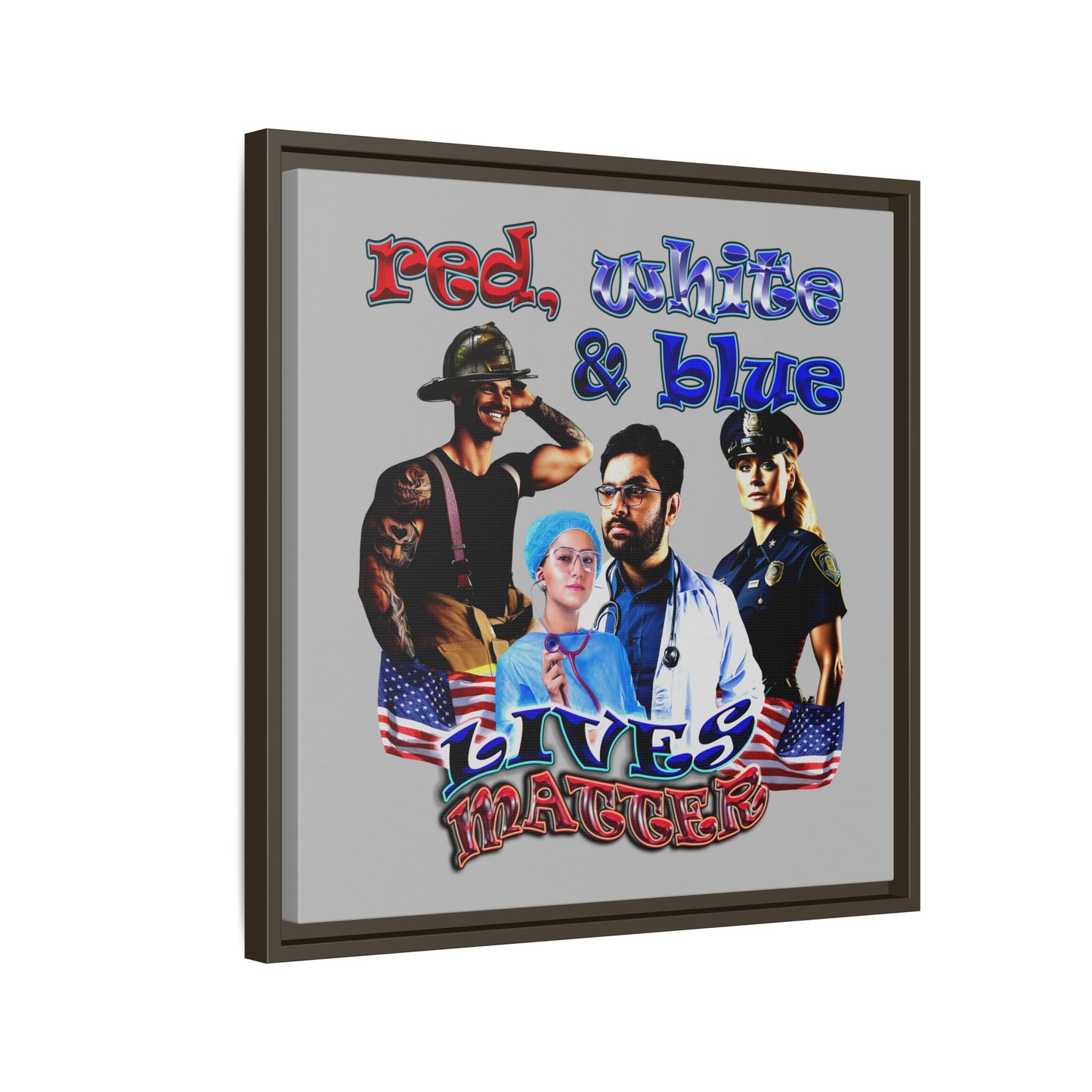 rw&b lives matter - framed canvas art (light grey)