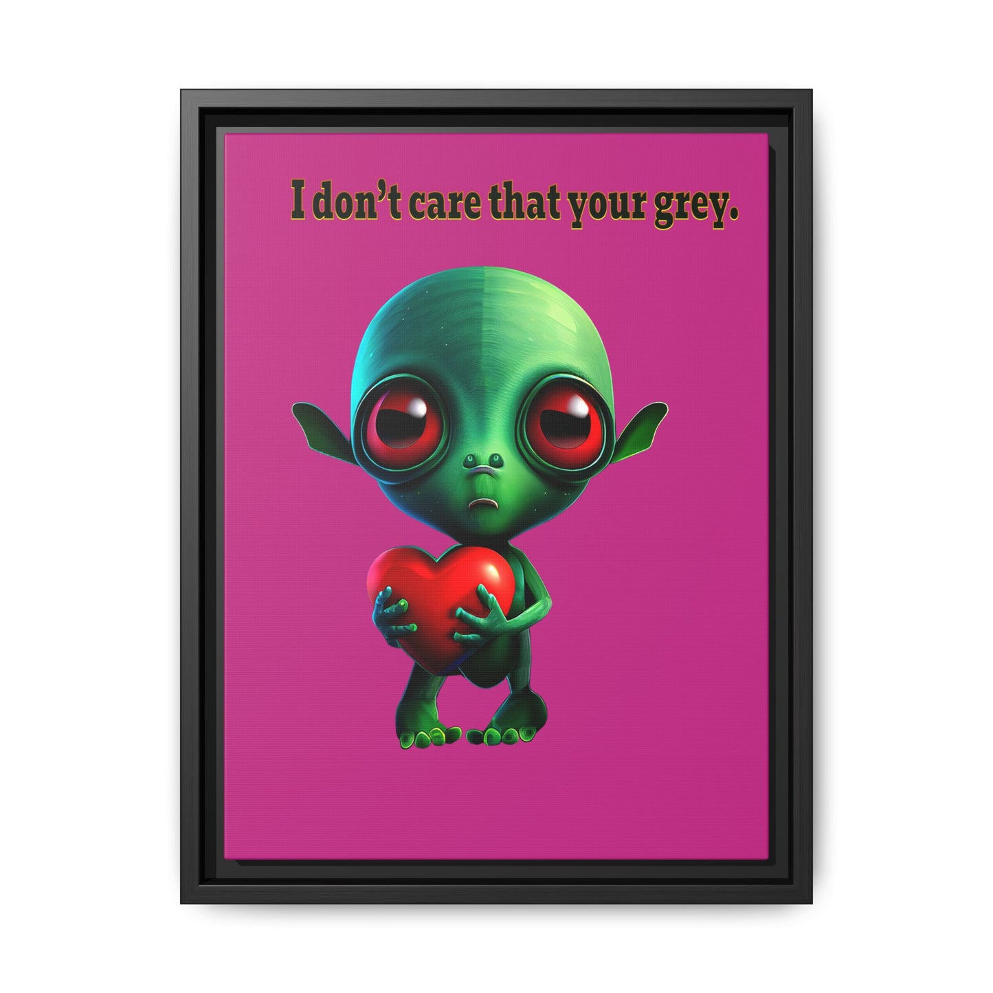 I don't care that your grey - framed canvas art (pink)