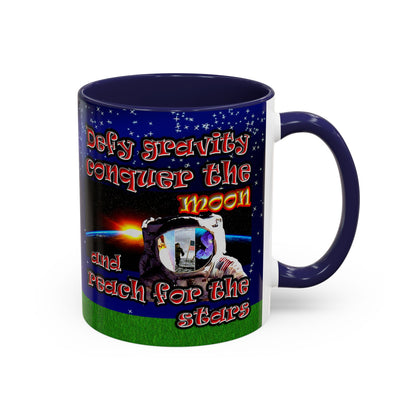 defy conquer reach - Accent Mug ('snoops' background)