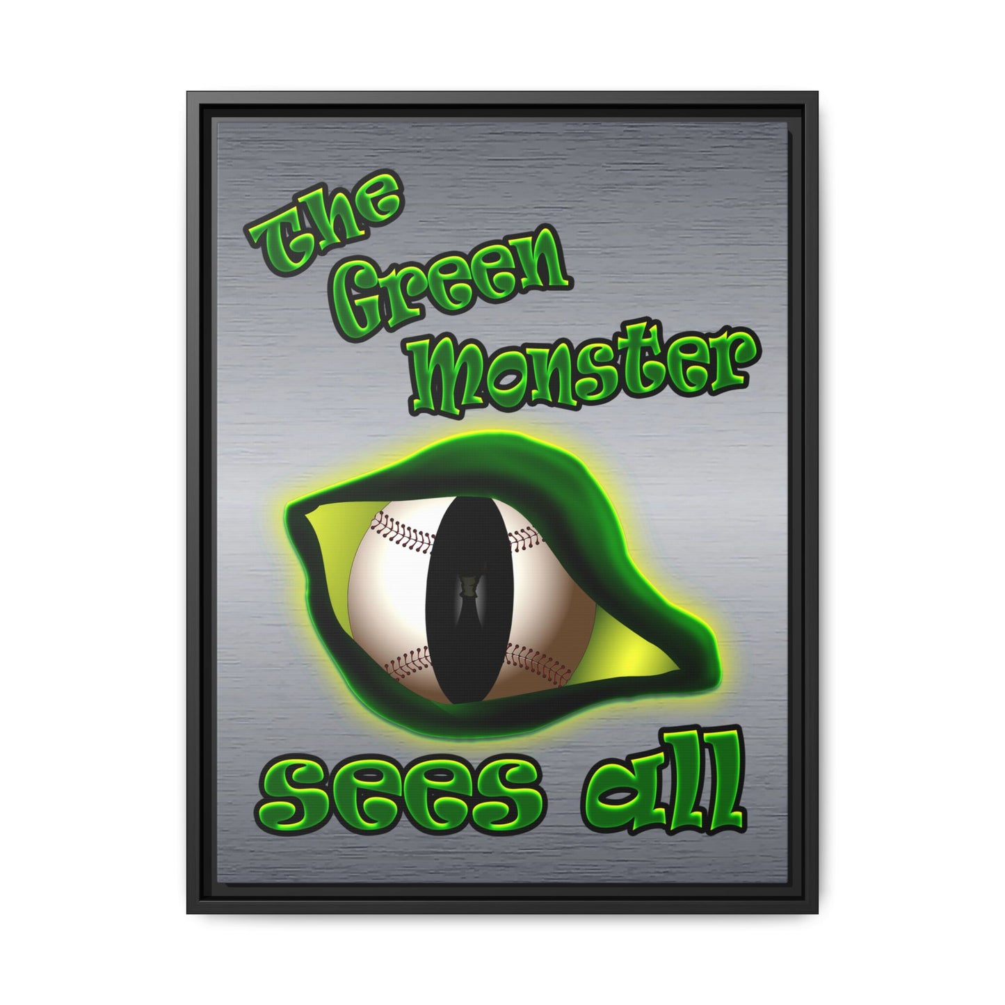 green monster - framed canvas art (brushed nickel)