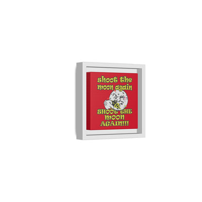 shoot the moon again - framed canvas art (dark red)