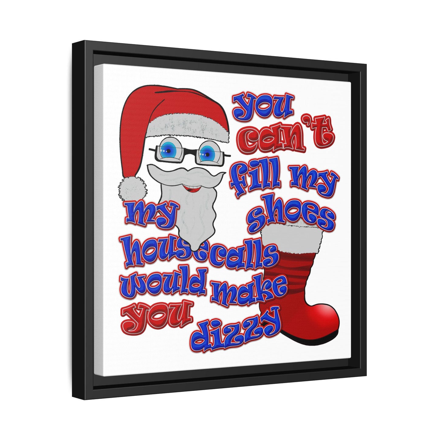 santa's shoes - framed canvas art (white)