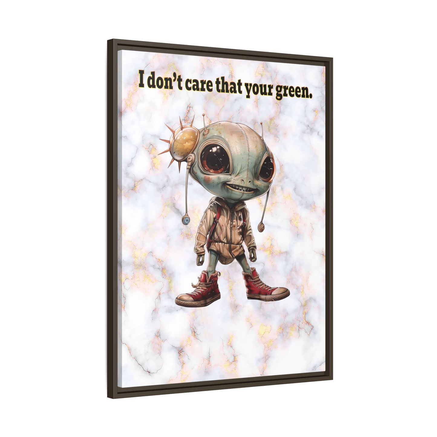 I don't care that your green - framed canvas art (white marble)