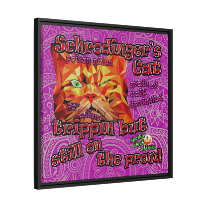 schrodinger's cat - framed canvas art (pink swirl)