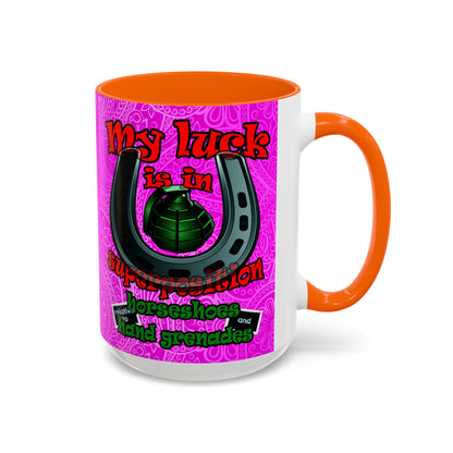 my luck - Accent Mug (pink swirl)