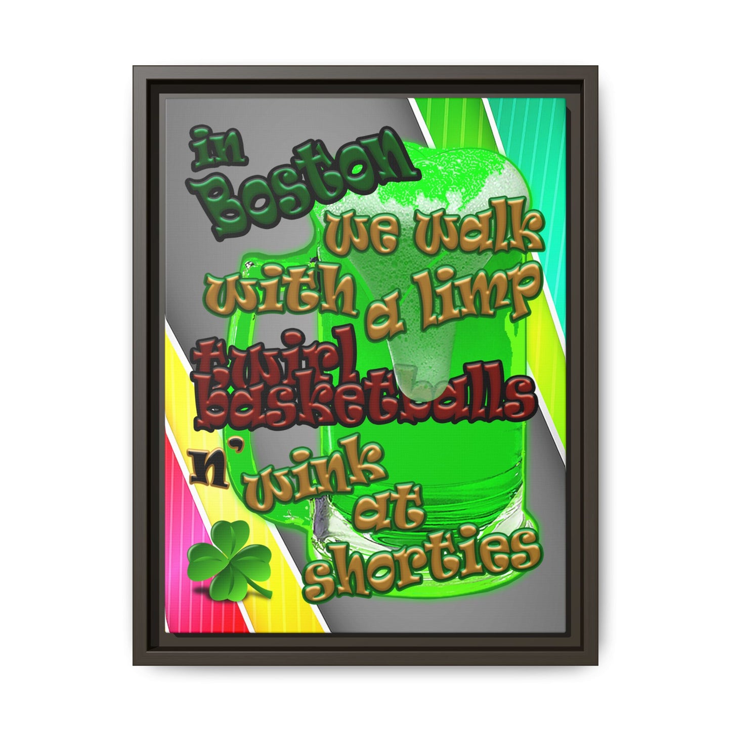 celtics logo - framed canvas art (rainbow split)