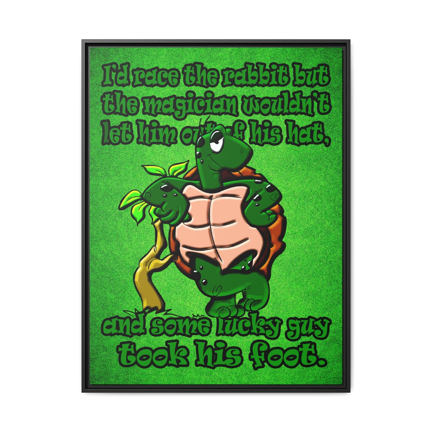 turtle race - framed canvas art (green turf)