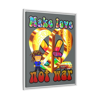 love peace - framed canvas art (dark grey)
