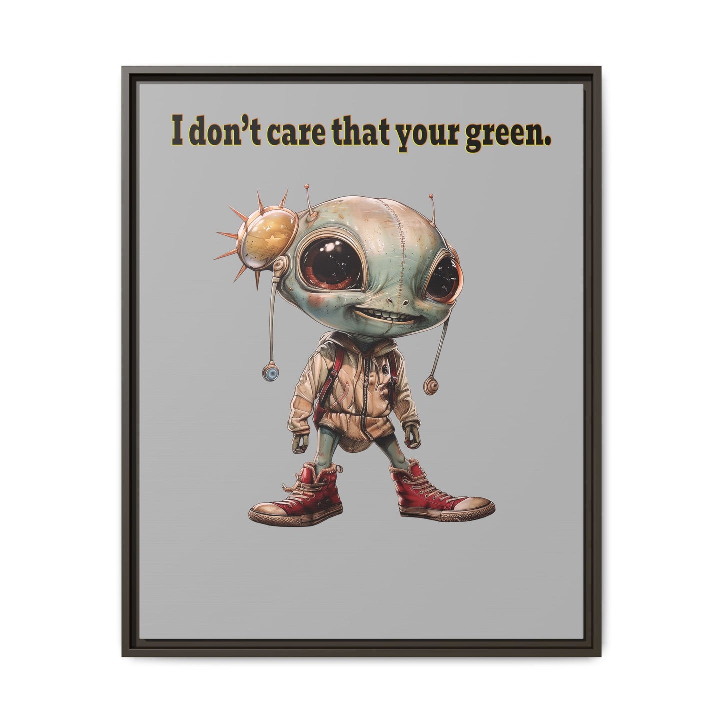 I don't care that your green - framed canvas art (light grey)