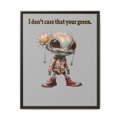 I don't care that your green - framed canvas art (light grey)