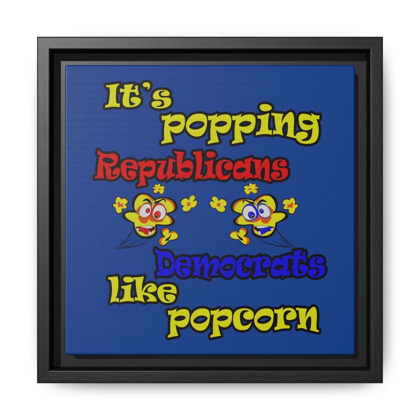 popping like popcorn - framed canvas art (dark blue)