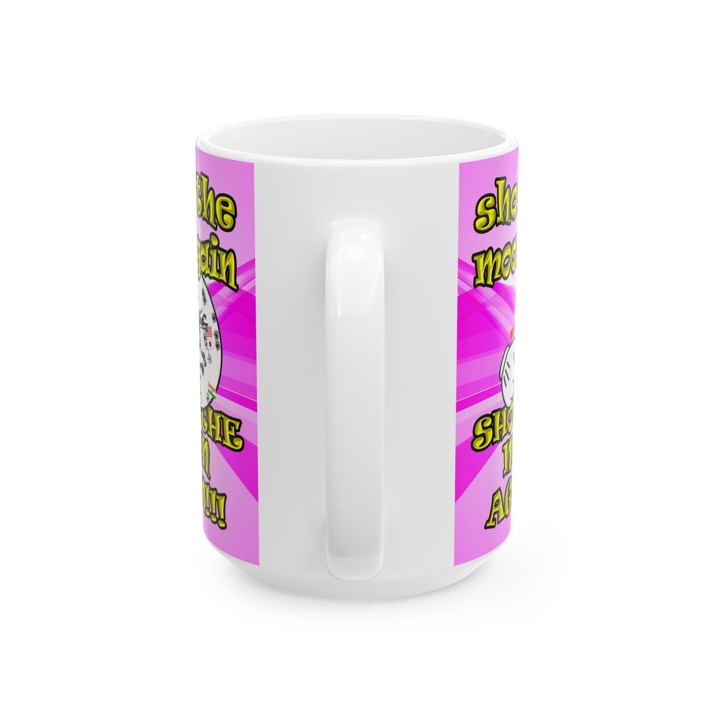 shoot the moon again - White Mug (light blue-pink wave)