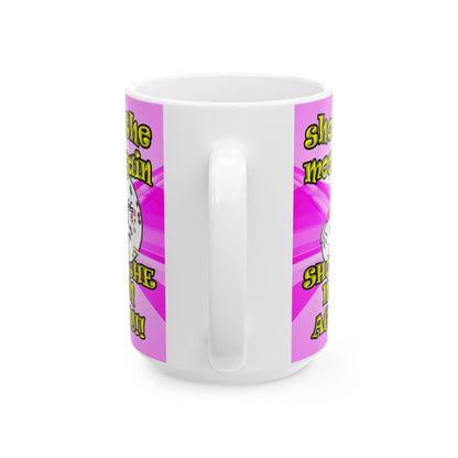 shoot the moon again - White Mug (light blue-pink wave)
