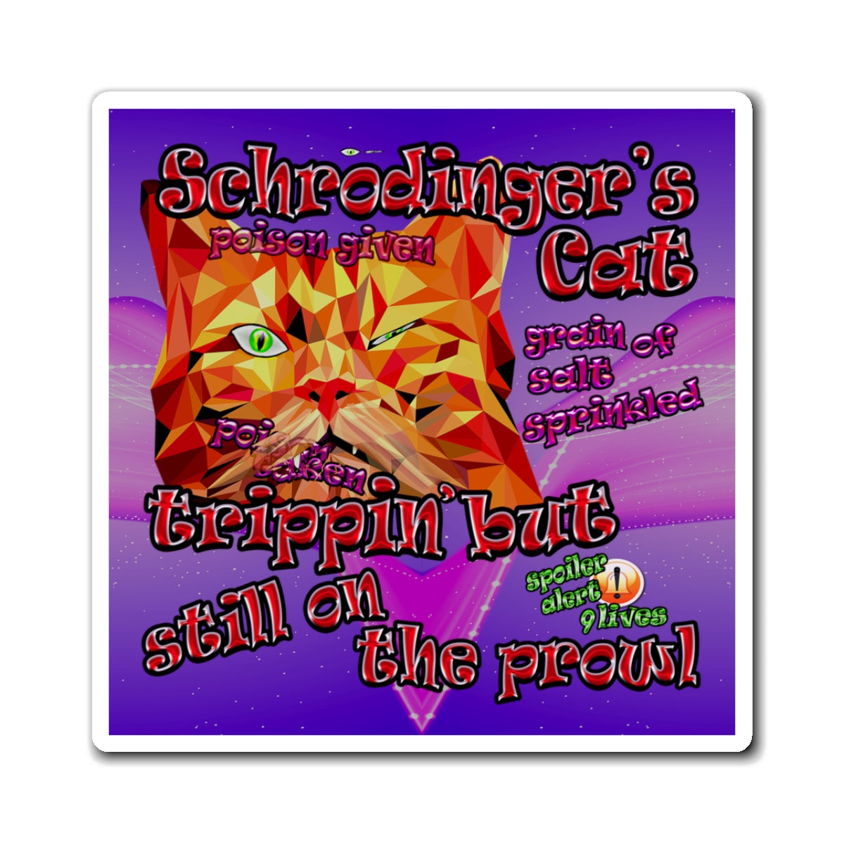 schrodinger's cat - Magnets - (purple-pink wave)