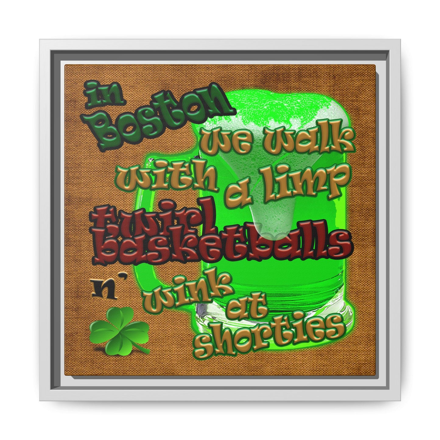 celtics logo - framed canvas art (brown papyrus)
