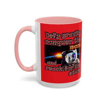 defy conquer reach - Accent Mug (red)