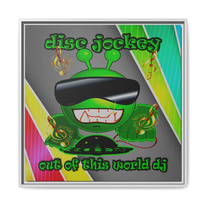 disc jockey - framed canvas art (rainbow split)
