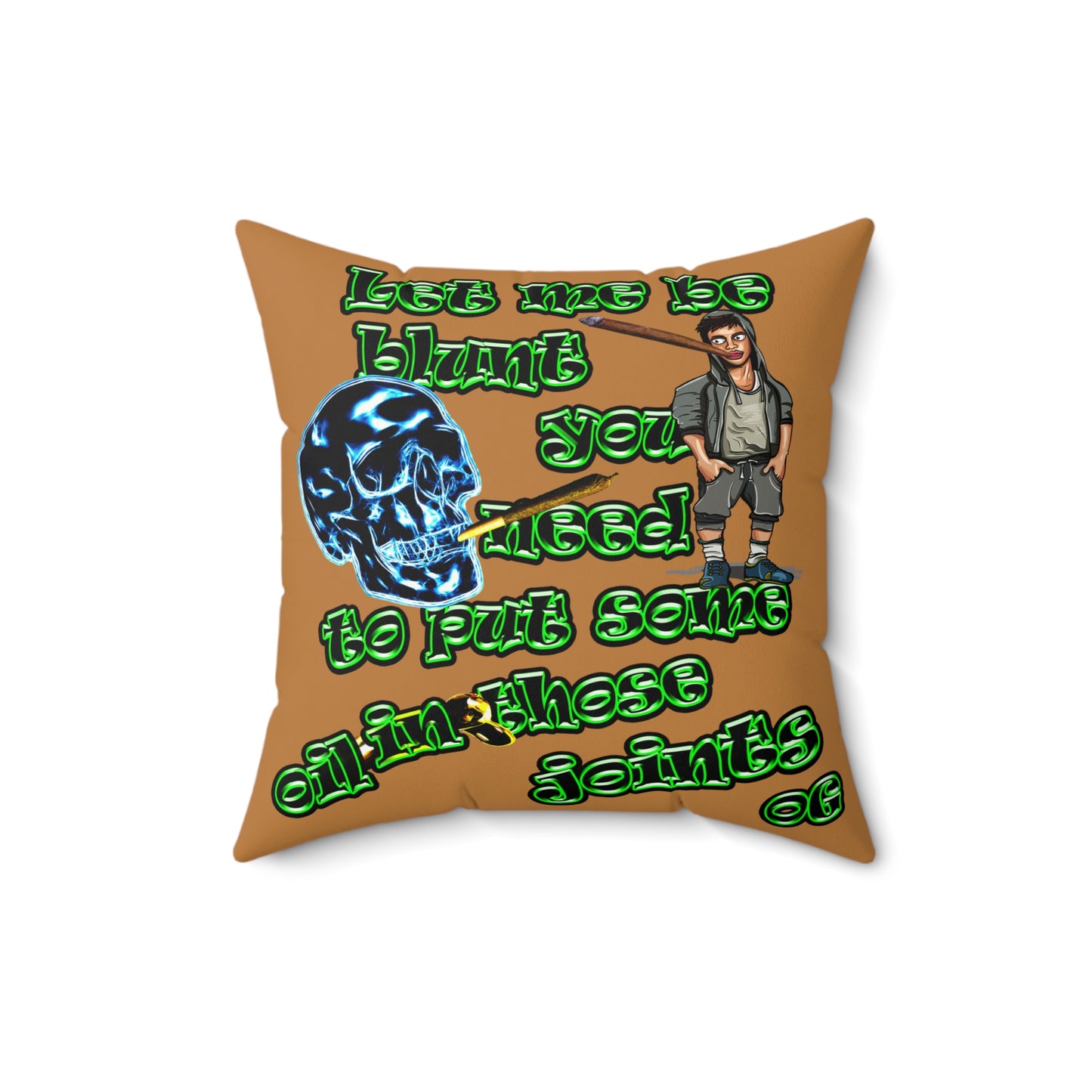 og - Faux Suede Square Pillow - (light brown)