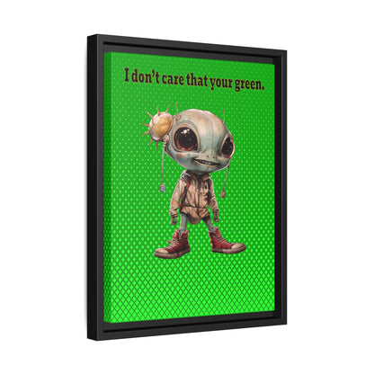 I don't care that your green - framed canvas art (logo green)