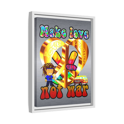 love peace - framed canvas art (brushed nickel)