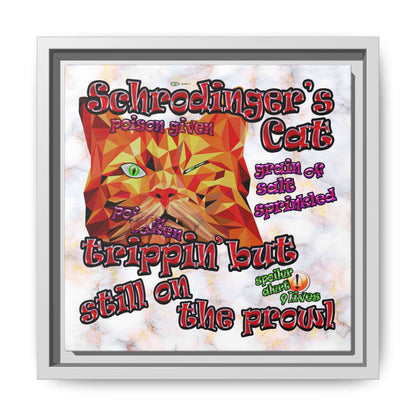 schrodinger's cat - framed canvas art (white marble)