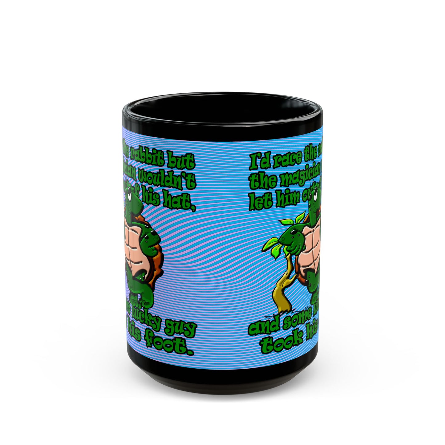 turtle race - Black Mug (light blue-purple wave)