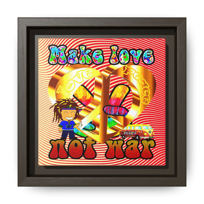 love peace - framed canvas art (yellow-orange wave)